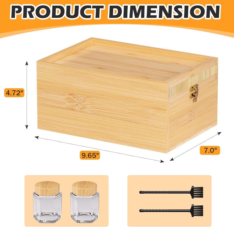 promitop Bamboo Storage Box with Lid – Wooden Organizer with 4 Compartments, Sliding Cover & Metal Clasp Lock, Multi-Purpose Rectangular Stash Box, Eco-Friendly Bamboo Box for Home & Office - Image 2